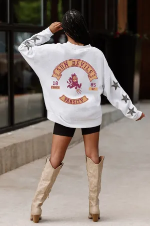 ARIZONA STATE SUN DEVILS READY FOR IT EMBELLISHED STAR SLEEVE CREWNECK PULLOVER
