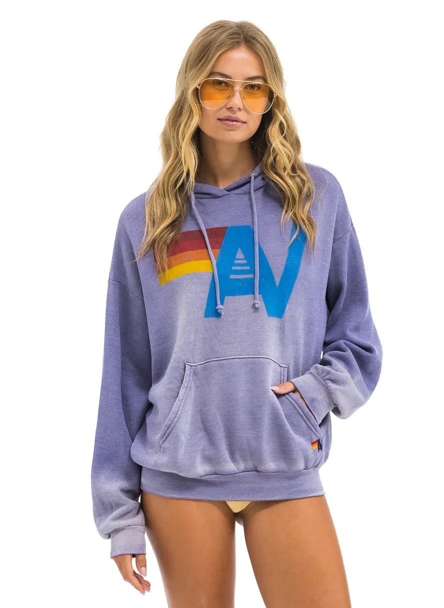 AVIATOR NATION UNISEX VINTAGE LOGO RELAXED PULLOVER HOODIE - FADED GRAPE