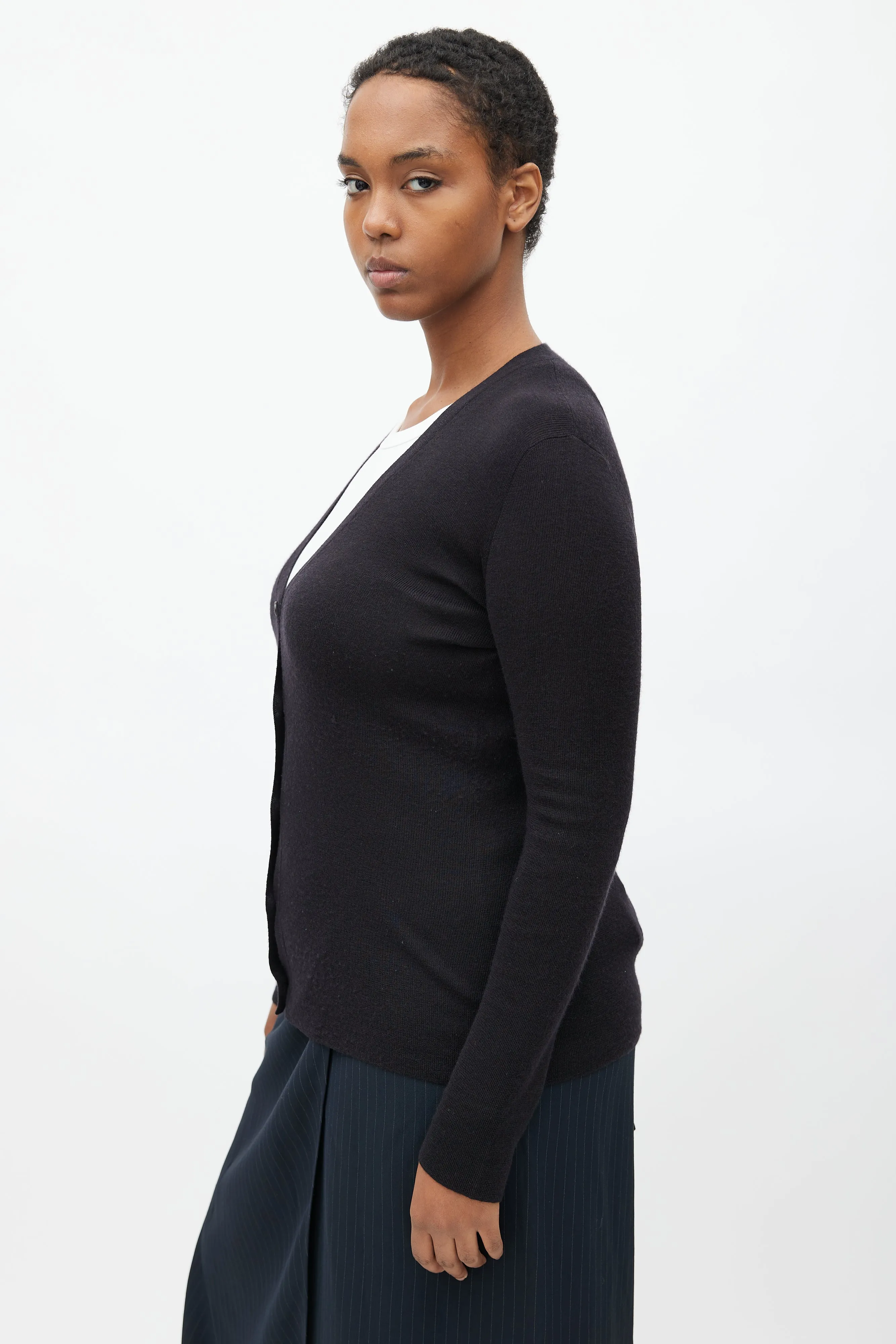 Black Cashmere V-Neck Cardigan