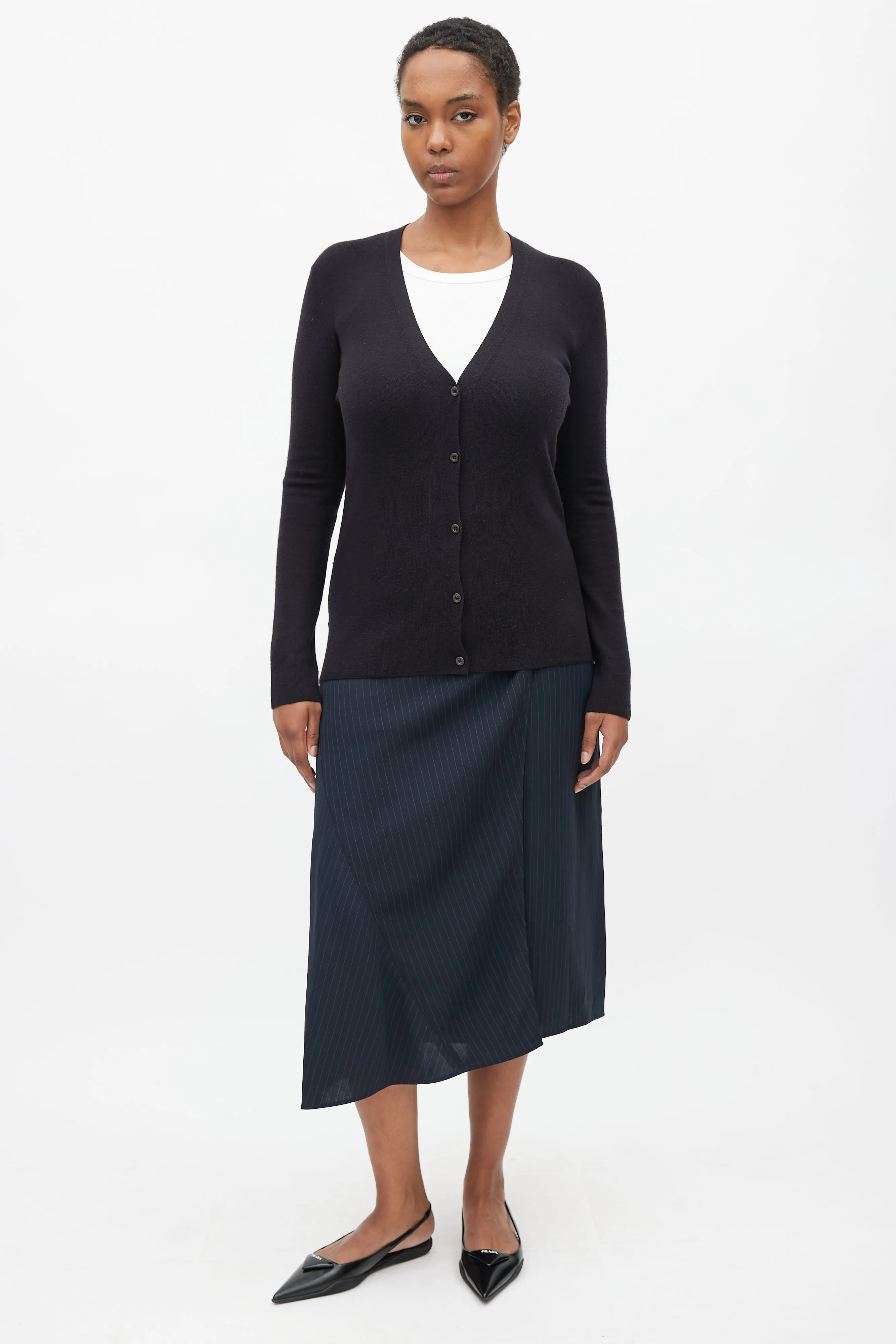 Black Cashmere V-Neck Cardigan