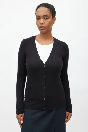 Black Cashmere V-Neck Cardigan