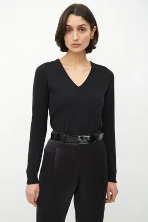 Black Cashmere V-Neck Sweater