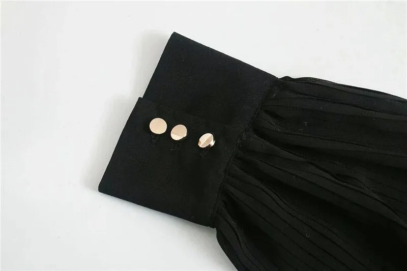 BLACK PLEATED BLOUSE