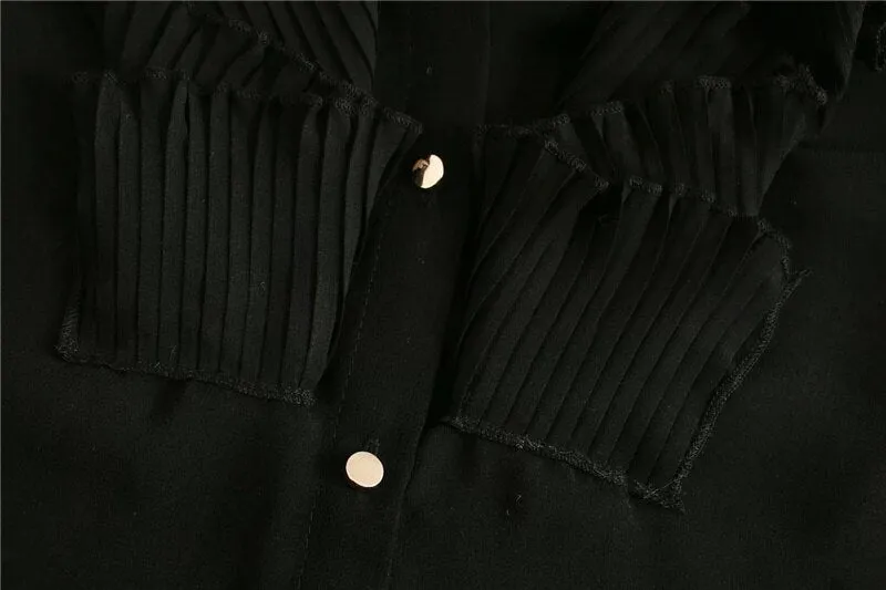 BLACK PLEATED BLOUSE