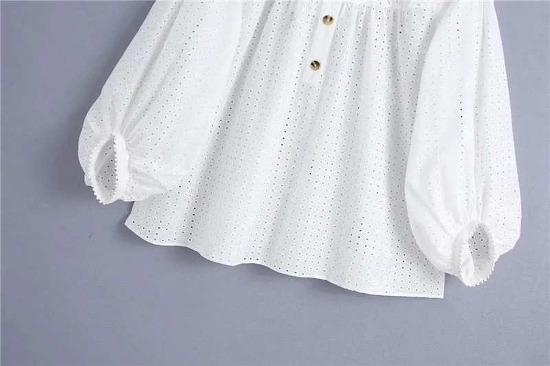 BLOUSE WITH CUTWORK EMBROIDERY