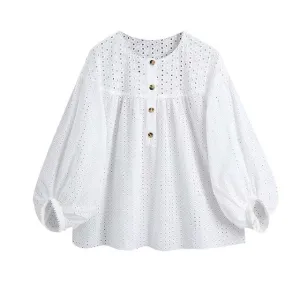 BLOUSE WITH CUTWORK EMBROIDERY