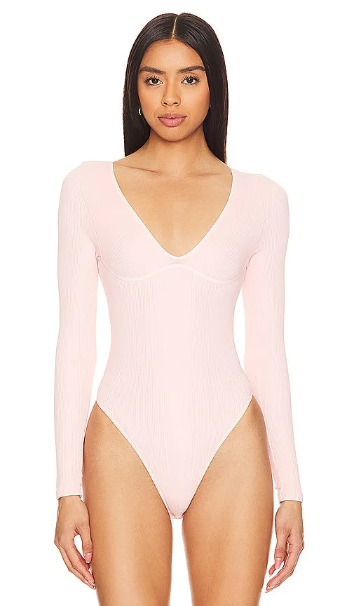 Free People Meg Seamless V Neck In Rose Blush in Rose