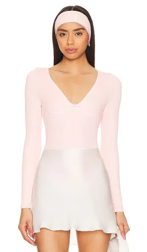 Free People Meg Seamless V Neck In Rose Blush in Rose