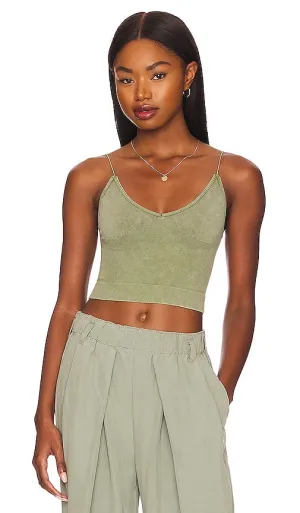 Free People Ribbed V Neck Brami in Army