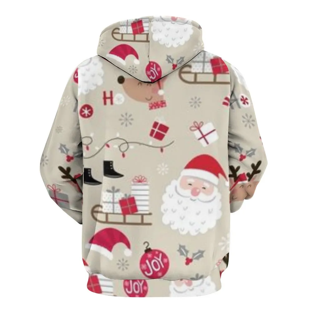 Happy Christmas Gift Graphic Pullover With Kangaroo Pocket Hoodies