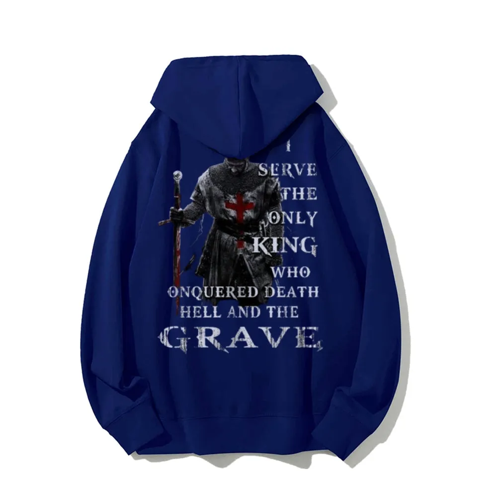 Mens I SERVE THE ONLY KING Graphic Pullover Hoodies