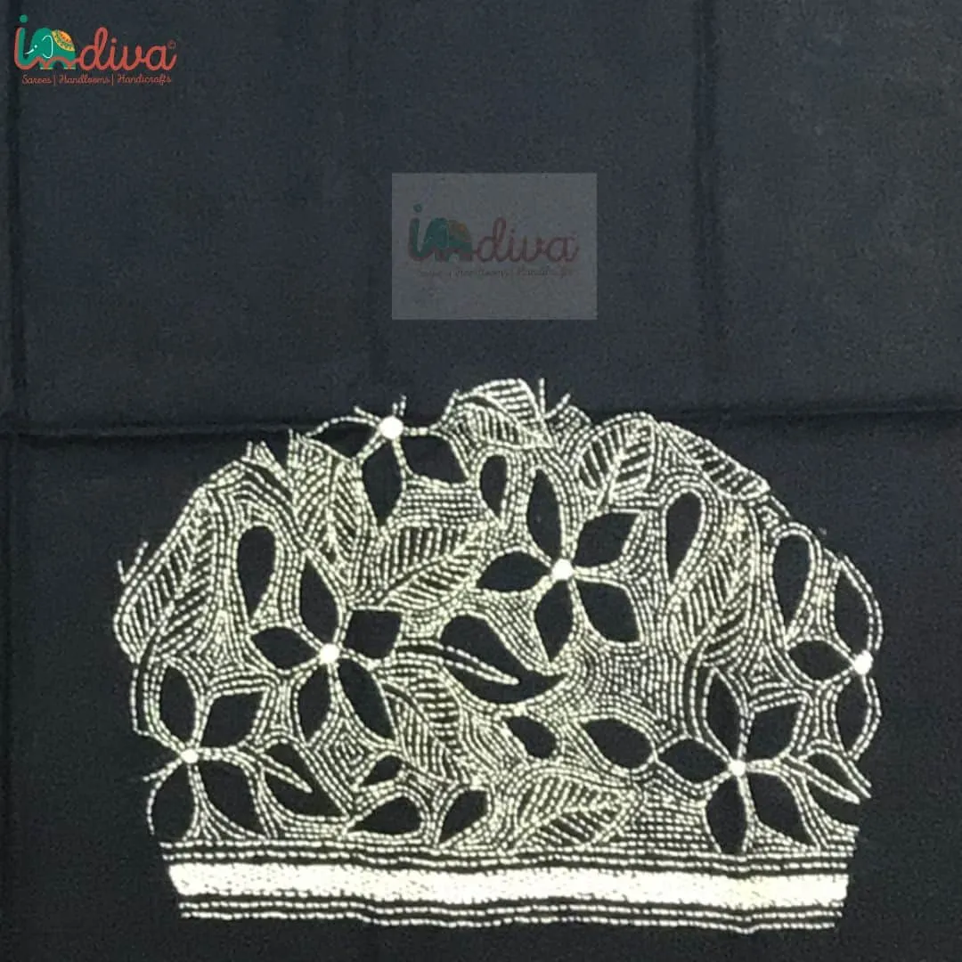 Monochrome Reverse Kantha Blouse Fabric