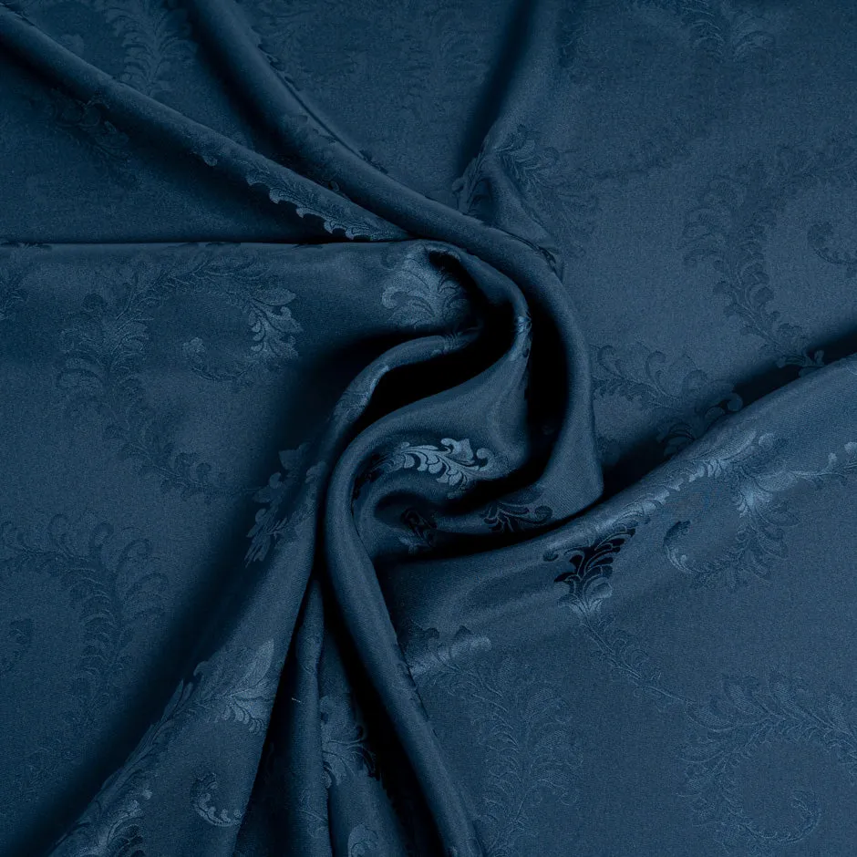 Navy Blue Floral Jacquard Pure Silk