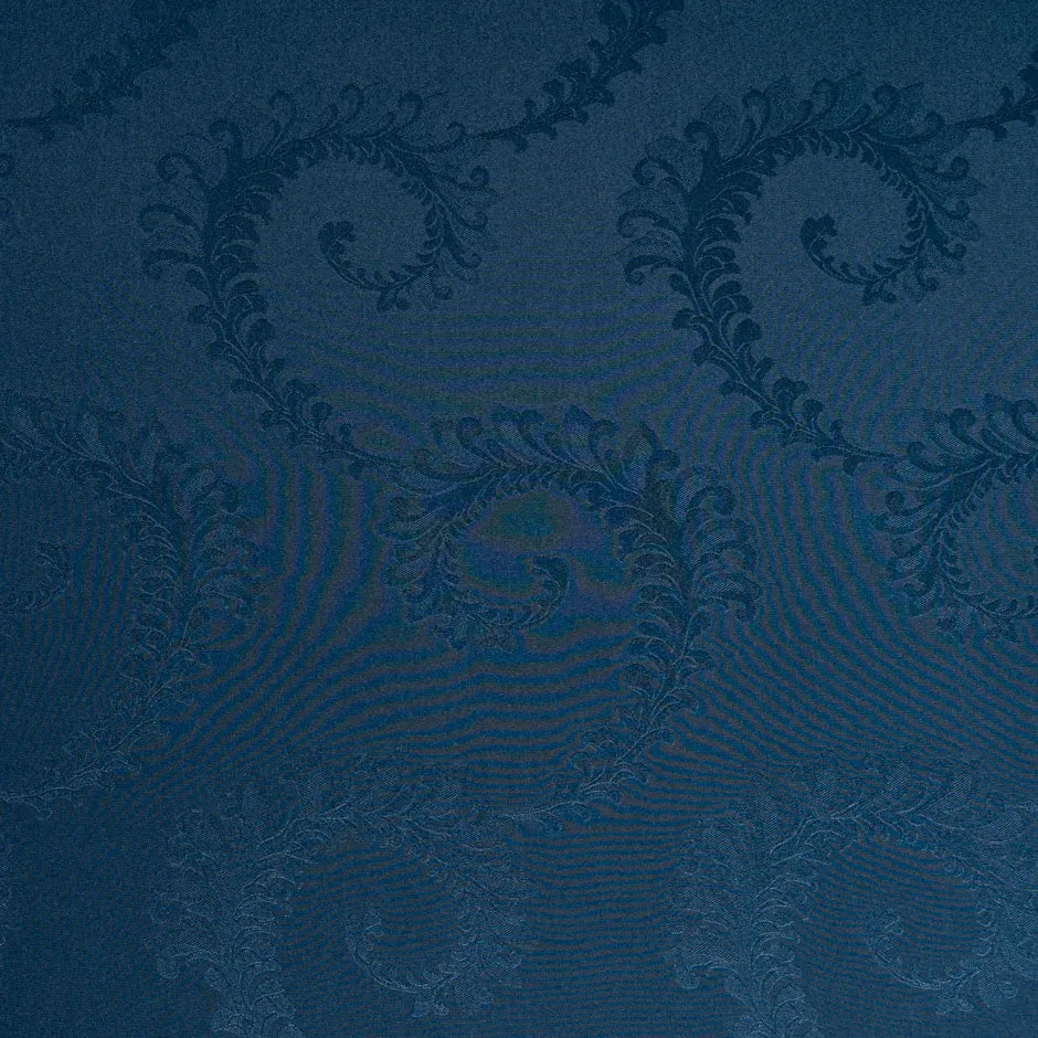 Navy Blue Floral Jacquard Pure Silk