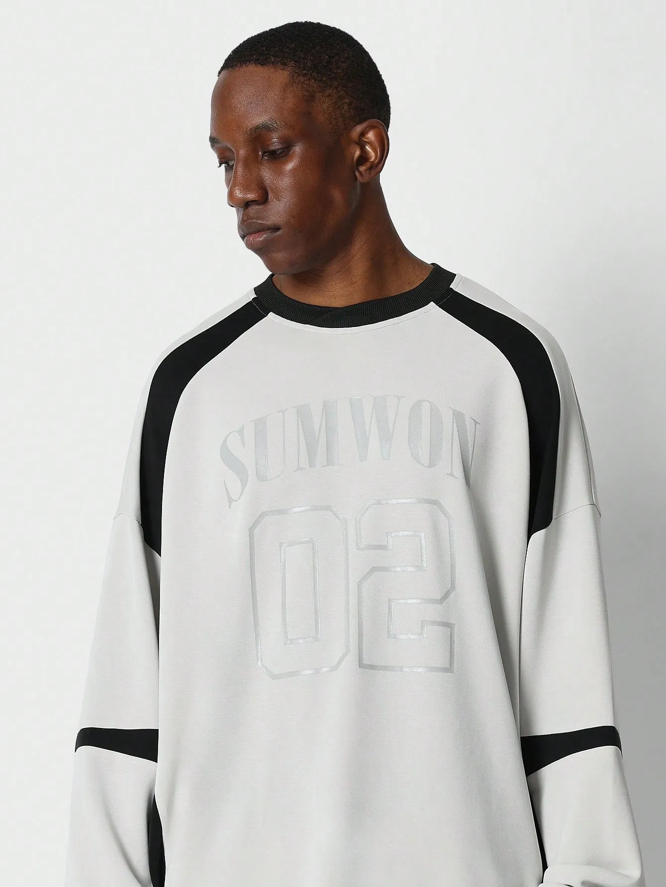 Oversized Fit Colour Blocked Sweatshirt With Front Graphic