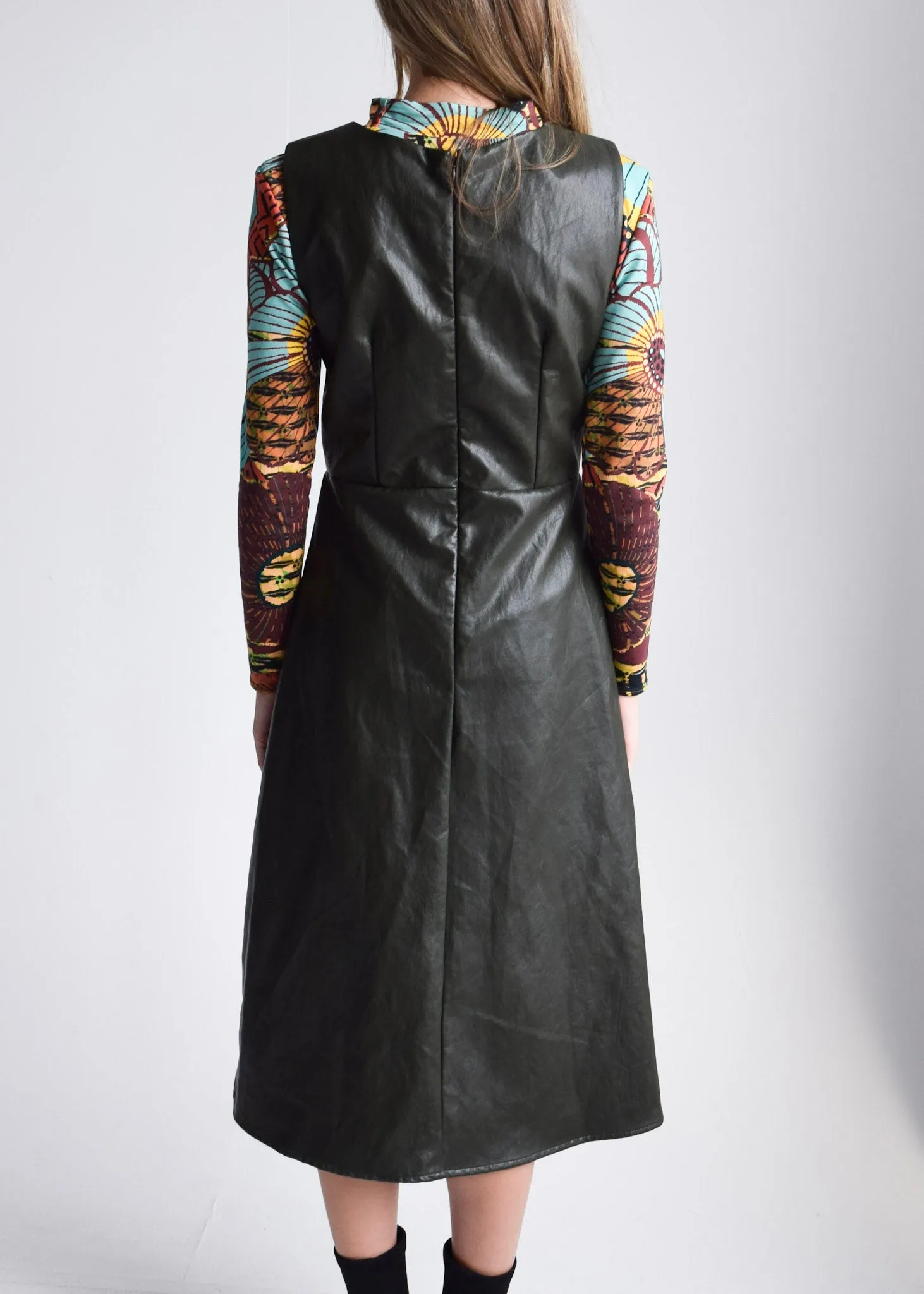 Purslane Dress Olive Faux Leather