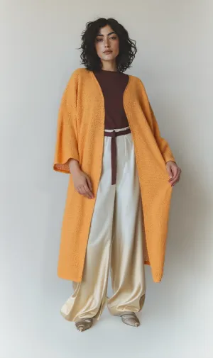 R206559 - Tricot Textured Kimono - Mustard Yellow