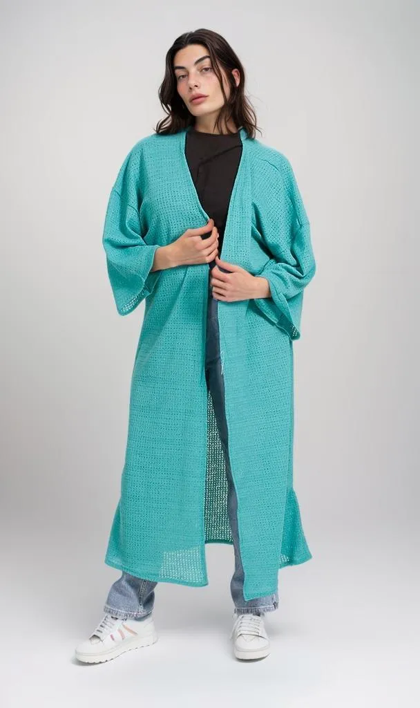 R206560 - Textured Tricot Kimono - Teal
