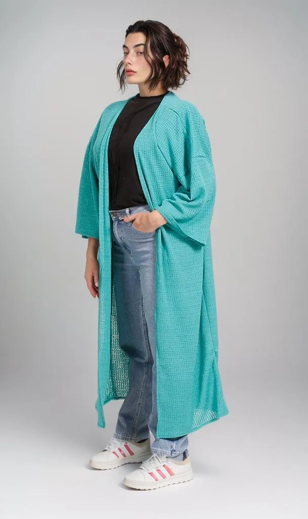 R206560 - Textured Tricot Kimono - Teal
